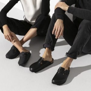 15971 -Lifestyle 2 Two People Wearing Birkenstock Boston Oiled Leather in Black
