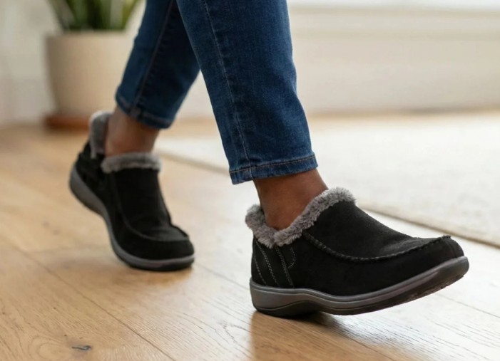 Woman Walking In Orthofeet Lorin in Black